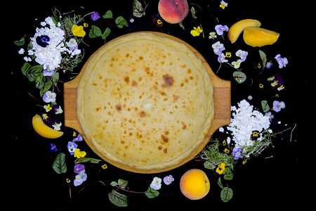 Пирог Персик с творогом