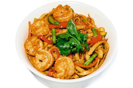 Лапша с креветками