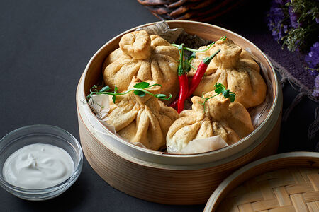 Хинкали с говядиной и курдюком жареные