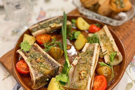 Запеченные мозговые косточки на травах