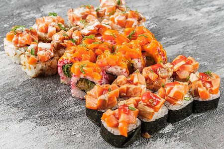 Сет 2 лосося и креветка