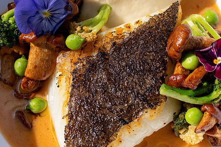 Палтус с лисичками