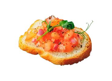 Брускетта с печеными томатами, чесноком и базиликом