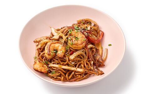 Wok лапша с креветками