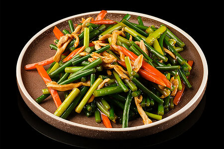 Стрелки чеснока со свининой