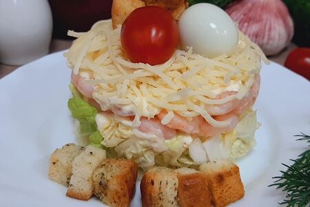 Салат Цезарь с креветками