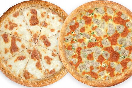 2 пиццы Сливочная моцарелла и Сочная курочка