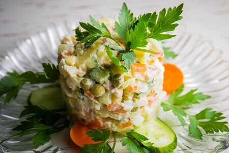 Оливье со слабосоленым лососем