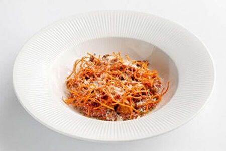 Тартар из говядины с лисичками