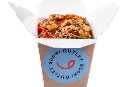 Вок с говядиной в кисло-сладком соусе со стеклянной лапшой