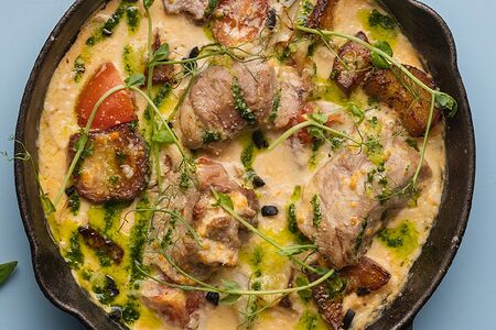 Индейка в горчичном соусе с овощами