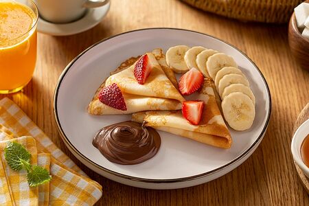 Блинчики с нутеллой и фруктами