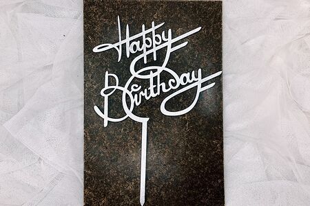 Топпер Happy Birthday серебряный