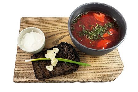 Борщ с пастрами и белыми грибами