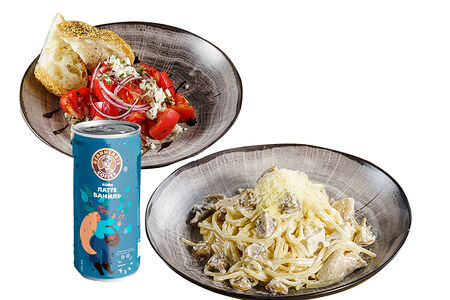 Комбо Спагетти по-домашнему с салатом Дачным