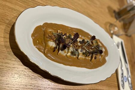 Вареники с телячьим языком в сливочном соусе