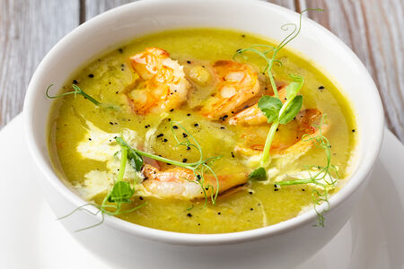 Крем-суп брокколи шпинат с креветками