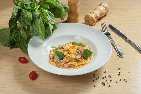 Паста с телятиной и грибами