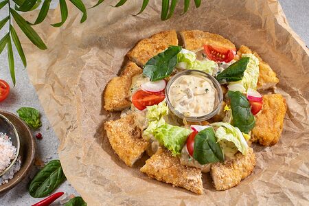 Шницель из грудки с грибным соусом