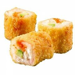 Горячий ролл без нори с креветкой и лососем