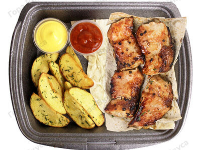 Мякоть свинины на углях (гарнир4) 200/100/30/30 г