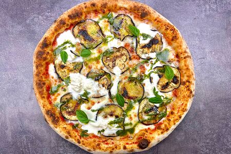 Страчателла, песто, баклажан