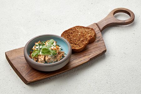 Рийет из копчёной форели с муссом из рикотты