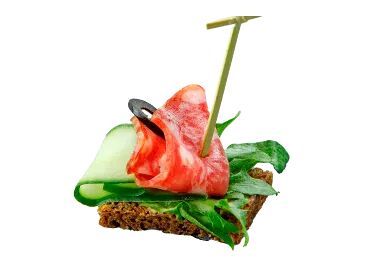 Канапе с колбасой сальчичон