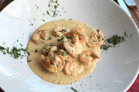 Креветки в сливочно-горчичном соусе