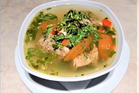 Хашлама с бульоном из говядины