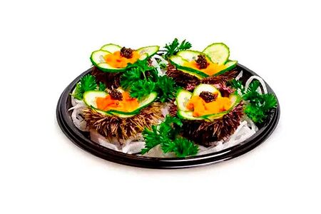 Сашими икра морского ежа с черной икрой