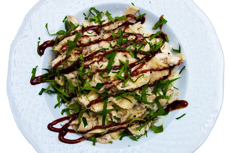 Феттучини с куриным филе, вешенками и BBQ