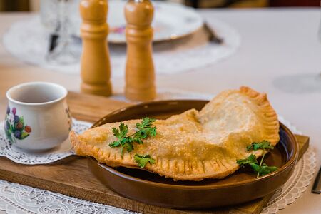 Чебурек с джусаем и яйцом