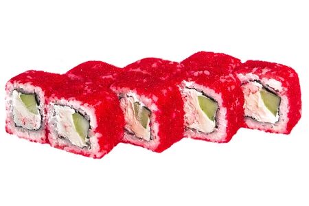 Ролл Калифорния с крабом в тобико