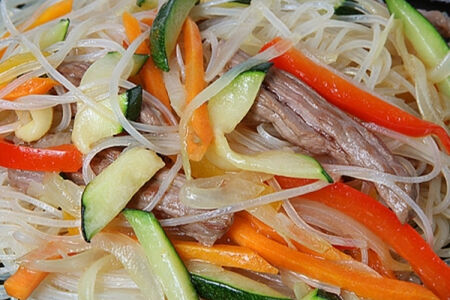 Фунчоза с говяжьим языком