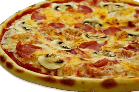 Пицца с грибами и ветчиной