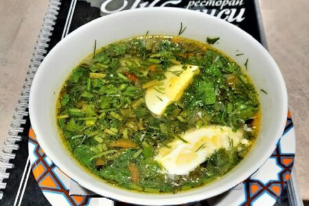 Борщ зеленый с говядиной