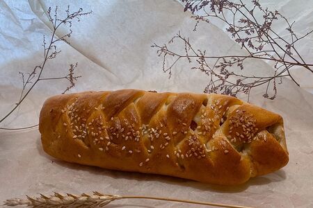 Дениш с грибами, курицей и сыром