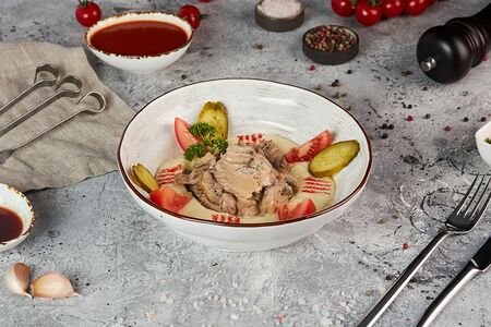 Бефстроганов с картофельным пюре