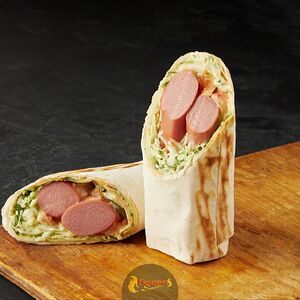 Хот-дог Армянский в лаваше с двумя сосисками
