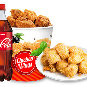 Крылья 24 шт. + Чикен Поп Корн 12 шт. + Coca-Cola 1л.
