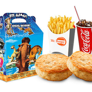 Котлетки + фри + напиток на выбор + маленькая игрушка