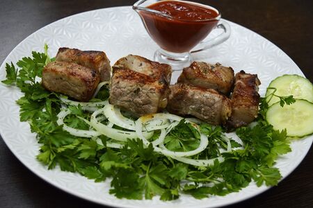 Мягкий шашлык с лавашем