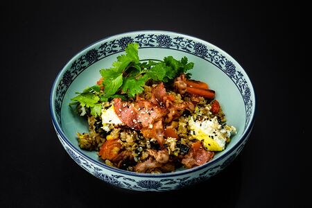 Чесночный рис с беконом