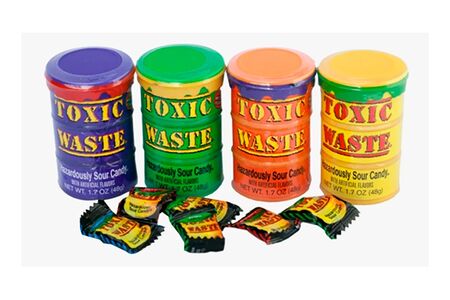 Кислые конфеты в бочке Toxic Waste Америка