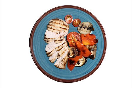 Куриная грудка с овощами гриль