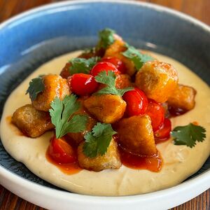 Салат с хрустящими баклажанами