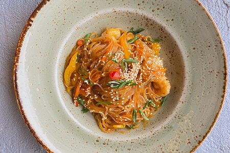 Лапша Сингапур с креветками