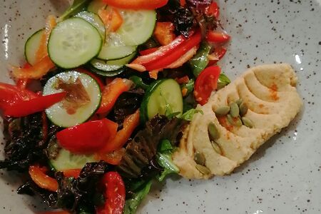 Салат с хумусом и свежими овощами