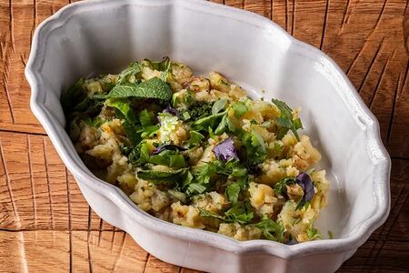 Печеный картофель с лисичками